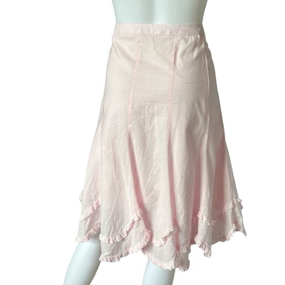 Vintage Y2K Old Navy Baby Pink Skirt A Line Tiered Scalloped Hem Cotton Size 8 - Picture 2 of 6